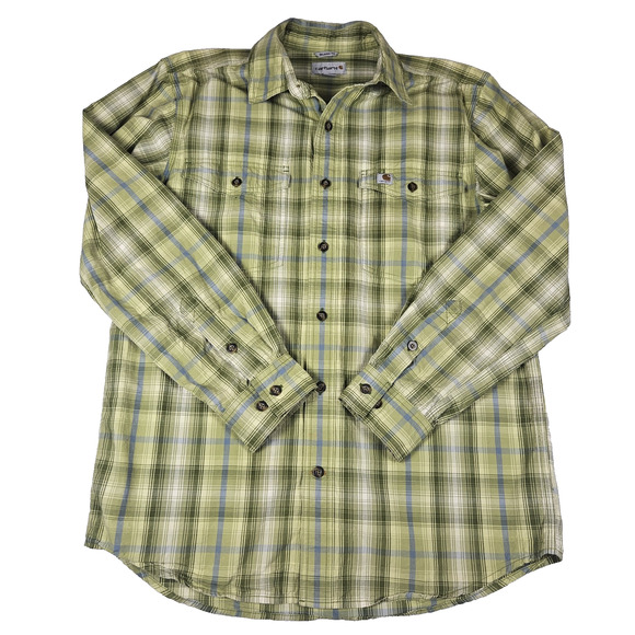 Carhartt Relaxed Fit Button Down Shirt Mens M Long Sleeve Plaid Cotton Casual - Picture 1 of 11